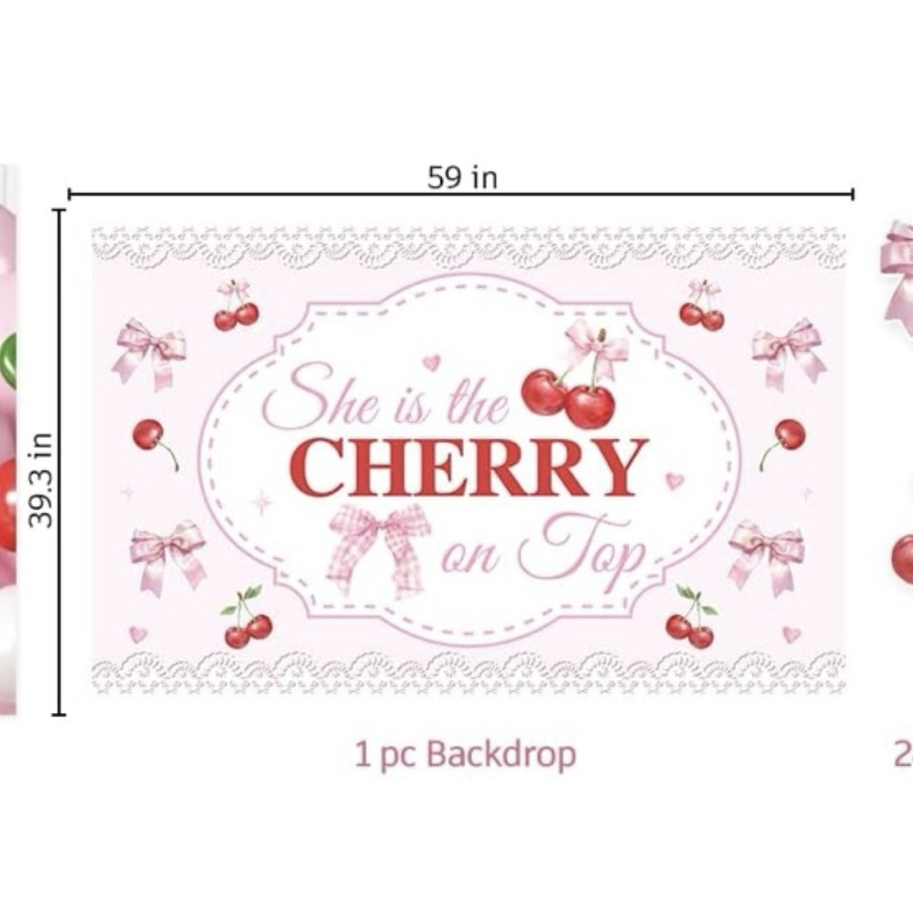 She's The Cherry On Top Baby Shower 3 Piece Decor Set -balloons Not Included